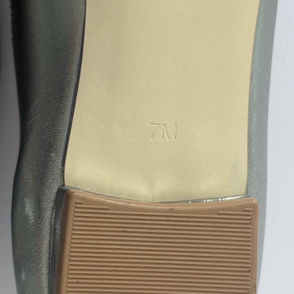 Talbots Silver Satin Embellished Square-Toe Flats - Picture 6 of 11